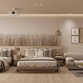 Cozy Apartment Bedroom With Neutral Tones Beds And Sofa
