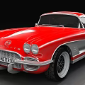 Classic Red Corvette Convertible With Silver Accents And White Wheels 3d model