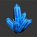 Glowing Blue Crystal Cluster With Multiple Sharp Crystals And Reflective Surface 3d model
