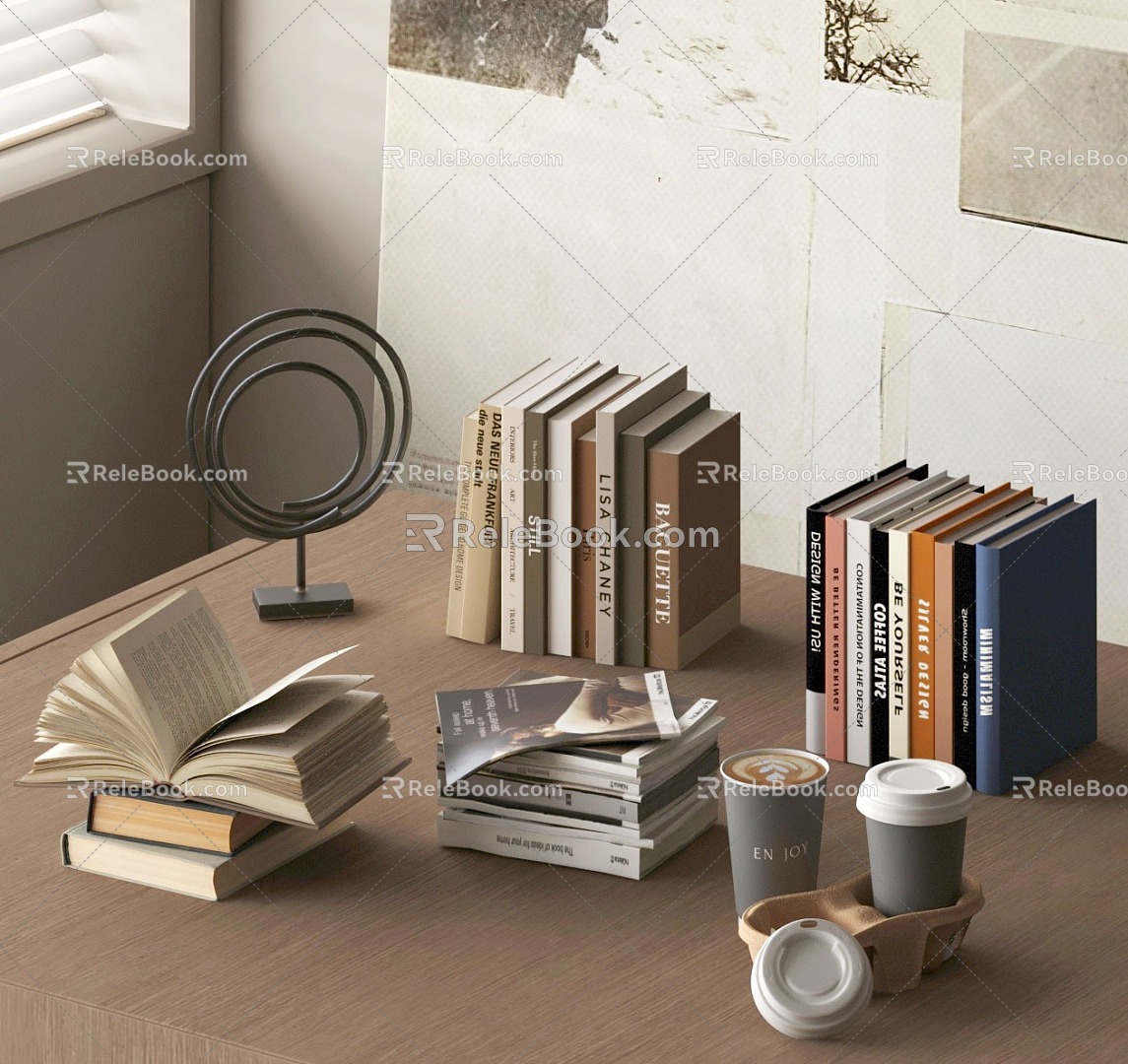 Modern Books Coffee 3d model