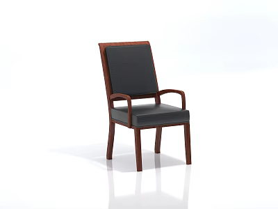 Modern Leisure Chair With Wooden Frame Black Padded Seat Backrest And Armrests 3d model