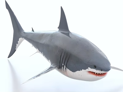 Grey Shark Aquatic Animal With Sharp Teeth Streamlined Body And Dorsal Fin 3d model