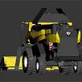 Yellow And Black Combine Harvester With Cutting Header And Large Wheels 3d model
