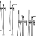 Modern Chrome Shower Faucets With Handheld Heads And Flexible Hose Attachments