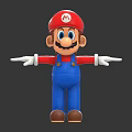 Mario Smiling Figurine Wearing Red Hat Blue Overalls White Gloves And Brown Shoes Arms Outstretched