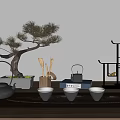 New Chinese Tea Set Tea Set Ornaments 3d model