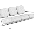 Modern Minimalist Three Seater Sofa With Gray Fabric Upholstery And Metal Frame