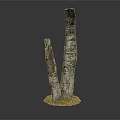 Natural Wooden Stone Sculpture With Irregular Columns And Textured Surface On Grass Base
