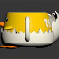 Cute Yellow Chick Shaped Mug with Open Egg Shell and Small Orange Feet 3d model