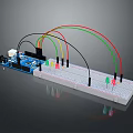 Breadboard With Colored Wires LED Lights And Electronic Circuit Board Prototype