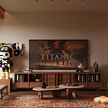 Modern Living Room Interior With Grey Sofa Abstract Painting Wooden Screen And Floor Lamp