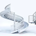 Modern Staircase Designs Including Spiral With Metal Handrails And White Structure