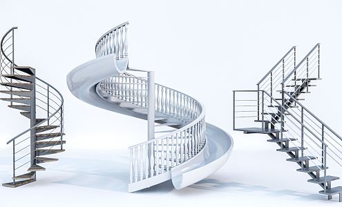 Modern Stairs Combination Rotating Stairs Metal Stairs Steel Frame Stairs Arc Stairs 3d model