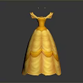 Elegant Yellow Princess Dress With Fluffy Skirt And Ruffled Decorative Details
