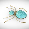 Spider Shaped Decorative Ornament Set With Golden Legs And Turquoise Spheres