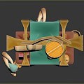 Small Cartoon Stall With Rabbit Ear Shaped Top Green Awning And Little Gnome