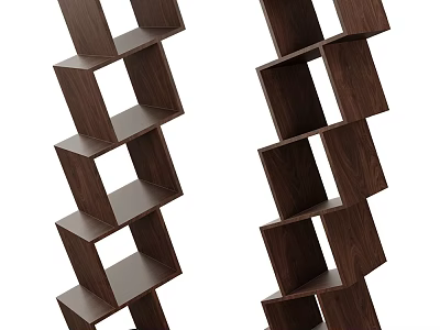 Modern Spiral Dark Wood Bookshelves With Unique Geometric Lattice Structure For Home Decor 3d model