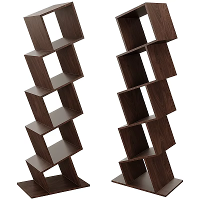 Modern Spiral Dark Wood Bookshelves With Unique Geometric Lattice Structure For Home Decor 3d model