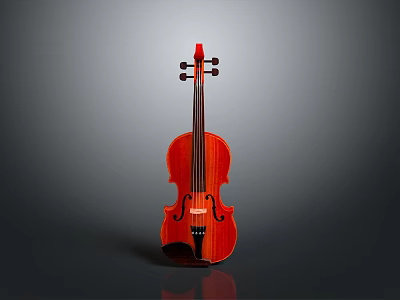 Elegant Wooden Violin With Red Body And Metal Strings For Home Use 3d model