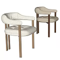 Modern Beige Upholstered Dining Chairs With Armrests And Sturdy Metal Legs