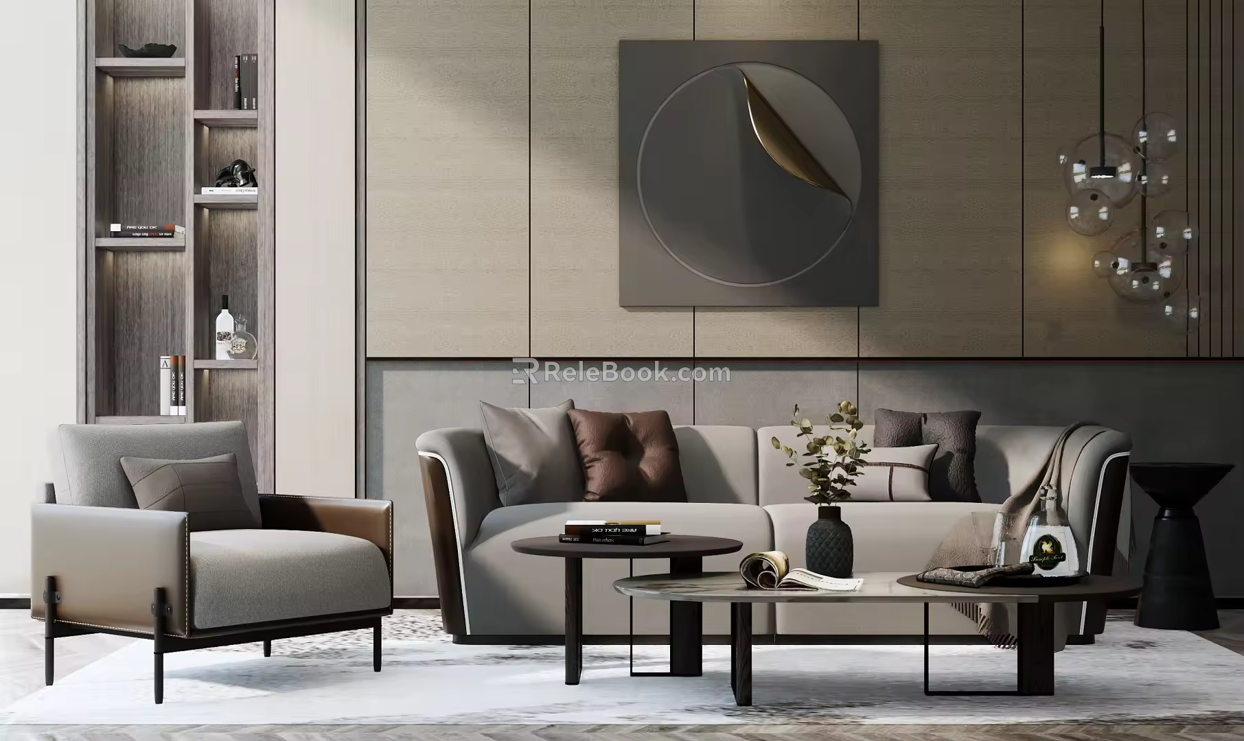 Modern sofa coffee table combination 3d model