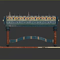 Ancient Egyptian Decorative Table With Colorful Patterns Carvings Blue And Red Legs And Wooden Sticks