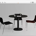 Modern Round Table And Chairs Set With Black Red Mesh Design Metal Frame 3d model