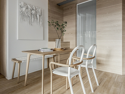 Nordic Dining Table and Chair Combination model