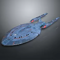 Futuristic Starship Design with Streamlined Structure Red Lighted Engines for Cosmic Exploration Missions