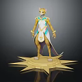 Egyptian Style Feline Creature Character Standing in White Blue Gold Attire on Star Shaped Base