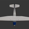 Small Blue and White Passenger Plane with Propeller Wings and Blue Tail Design