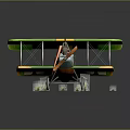 Modern Commercial Passenger Jet Exterior With Green And Yellow Wings On Grass Field