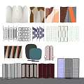 Stylish Room Divider Screens With Various Modern Designs And Geometric Patterns 3d model