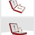 Elegant Diamond Jewelry Ring In Red Open Box With Gold Band And White Interior