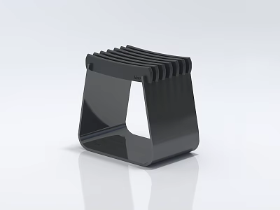 Modern Black Minimalist Stool With Angular Design Stable Base And Polished Surface 3d model
