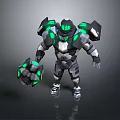 Game and Movie Sci Fi Armored Character with Green Glowing Accents and Mechanical Armor Design