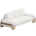 Light Cream Plush Sectional Sofa With Wooden Frame Modern Design 3d model