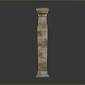 Classic Stone Pillar With Intricate Details In Serene Scenic Landscape Setting