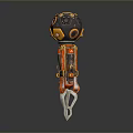 Futuristic Black Yellow Red Mechanical Robot With Spherical Head And Spiked Base