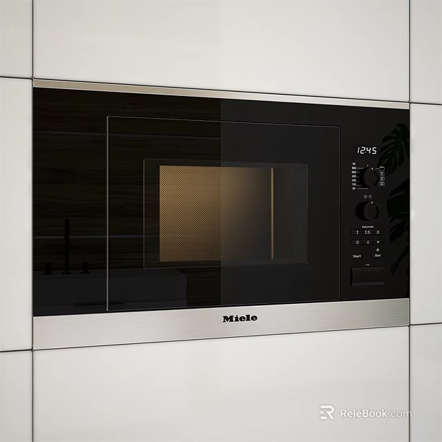 Modern Miele Black Stainless Steel Microwave Oven Built In Kitchen 3d model 