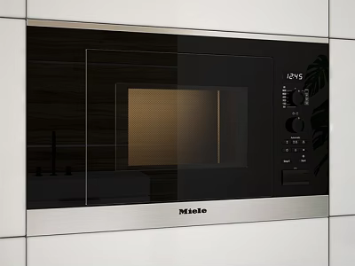 Modern Miele Black Stainless Steel Microwave Oven Built In Kitchen 3d model