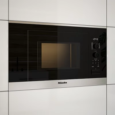 Modern Miele Black Stainless Steel Microwave Oven Built In Kitchen 3d model