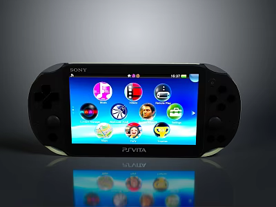 Sony PS Vita Handheld Gaming Console With Colorful Game Icons On Screen 3d model