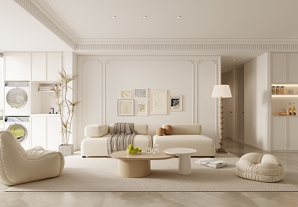 Cream Living Room French Living Room 3d model