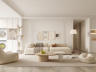 Cream Living Room French Living Room 3d model