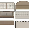 Various Modern Headboards With Woven Upholstered Patterned And Scalloped Designs 3d model