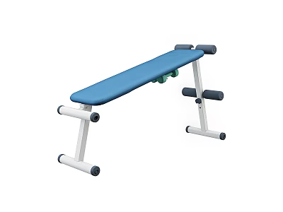Durable Blue Fitness Exercise Bench With White Frame And Support Rollers 3d model