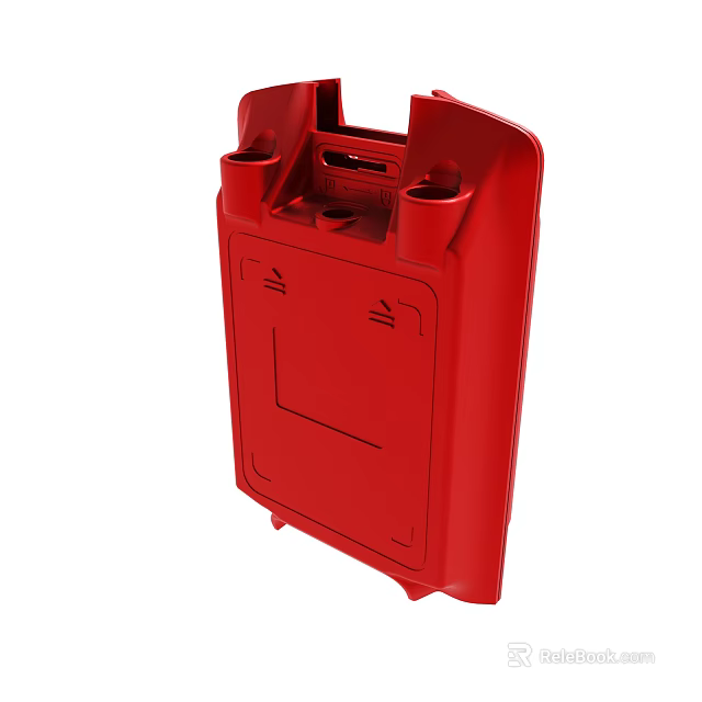 Red Plastic Enclosure With Top Access Opening And Side Structural Features 3d model 