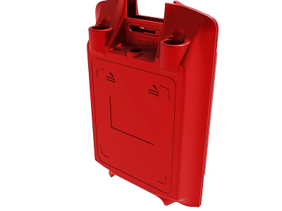 Red Plastic Enclosure With Top Access Opening And Side Structural Features 3d model