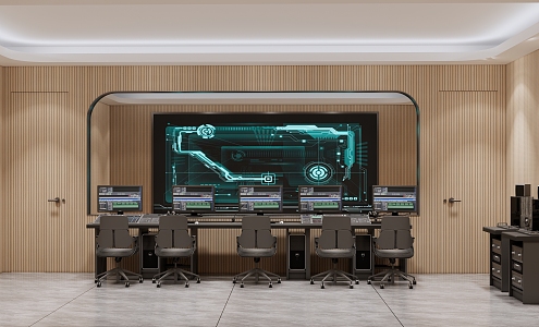 Wind Studio Control Room Console DJ Console Office Desk and Chair 3d model